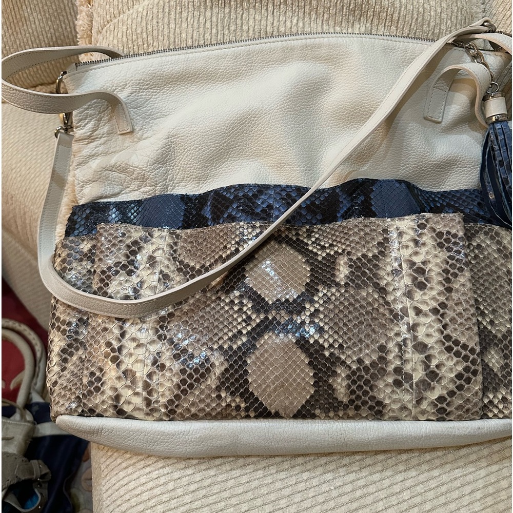 Blu + Baker Large Leather And Python Handbag/Tote - image 3